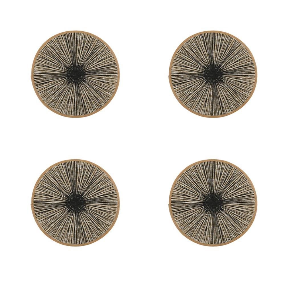 

4PCS Ray Pattern Round Burlap Macrame Placemats Rustic Style Cutlery Pad Dinnerware Mat Banquet Style A