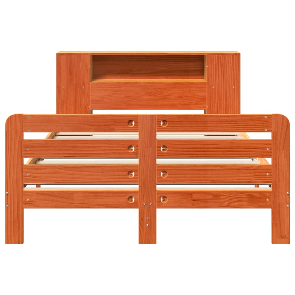 Solid Wood Bed without Mattress Wax Brown 140 x 190 cm Pine Wood