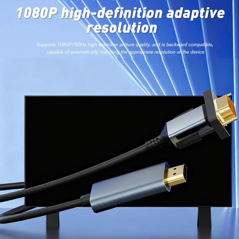 HDMIs To VGA Cable 2Meters Clear Signal Transmission Compatible for Laptops Desktops Gaming Devices Plugs and Play