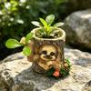 Artificial Stump Planter Resin Tree Bark Shape Flower Pot with Koala/Frog/Sloth Rustic Small Barrel