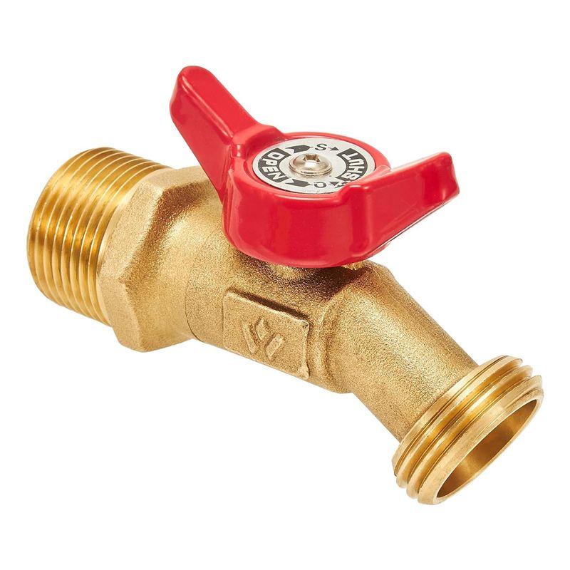 AEE4-Outdoor Garden Hose Faucet Ball Valve Hose Bibb Shut Off Valve 3/4Inch Male NPT X 3/4Inch Male GHT Threaded Spigot