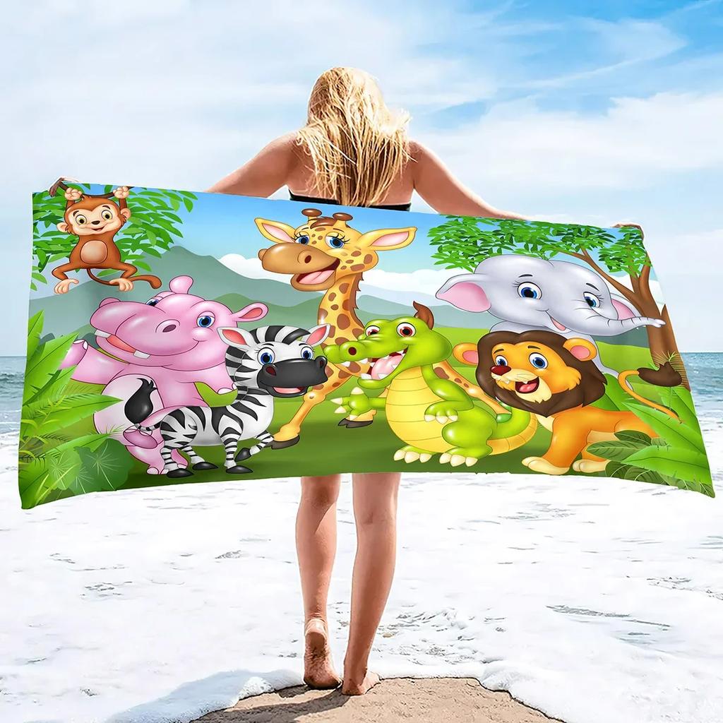 Funny Zoo Microfiber Beach Towels Oversized Super Soft Bath Towels Quick Dry Sand Free Water Absorbent Towel for Kids Boys Girls