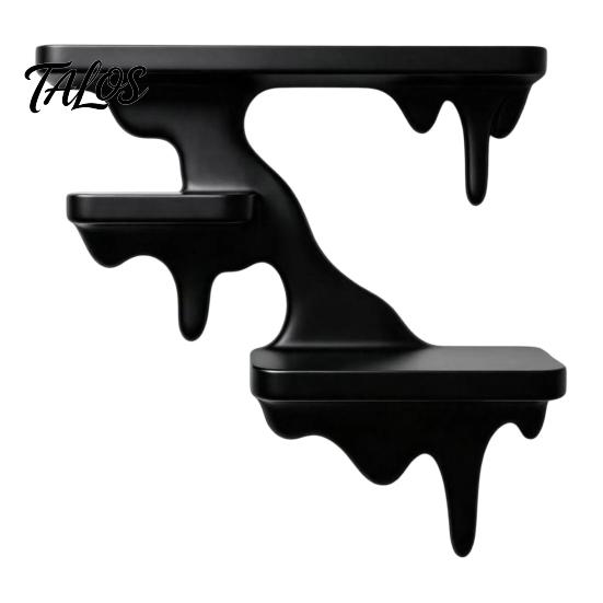 Living Room Wall Decor Three Layer Mounted Storage Rack, PLA Melting Fluid Design Floating Shelf, Artistic Functional Art Molding Display Space Saving