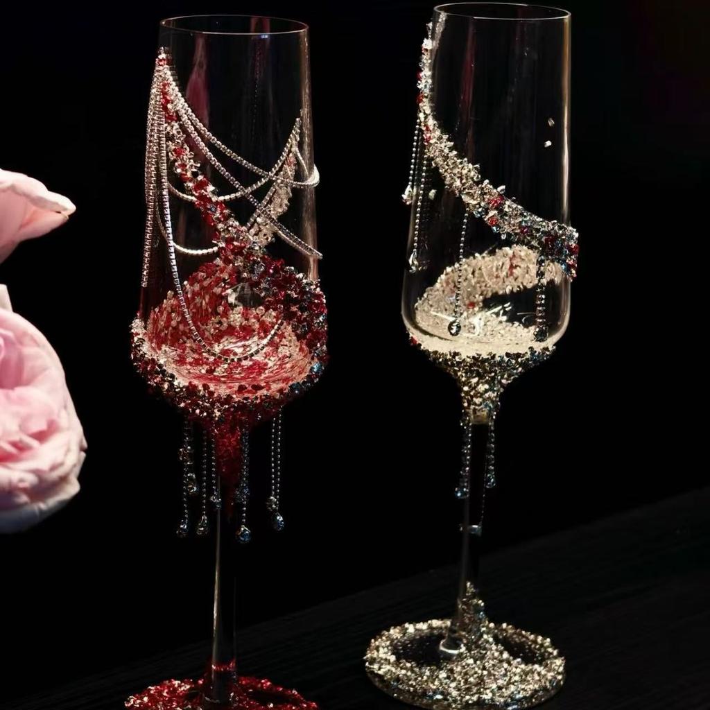 Champagne Cup Diy Material Kit With Eternal Flower Butterfly Decoration For Wedding Engagement Ceremony Gift