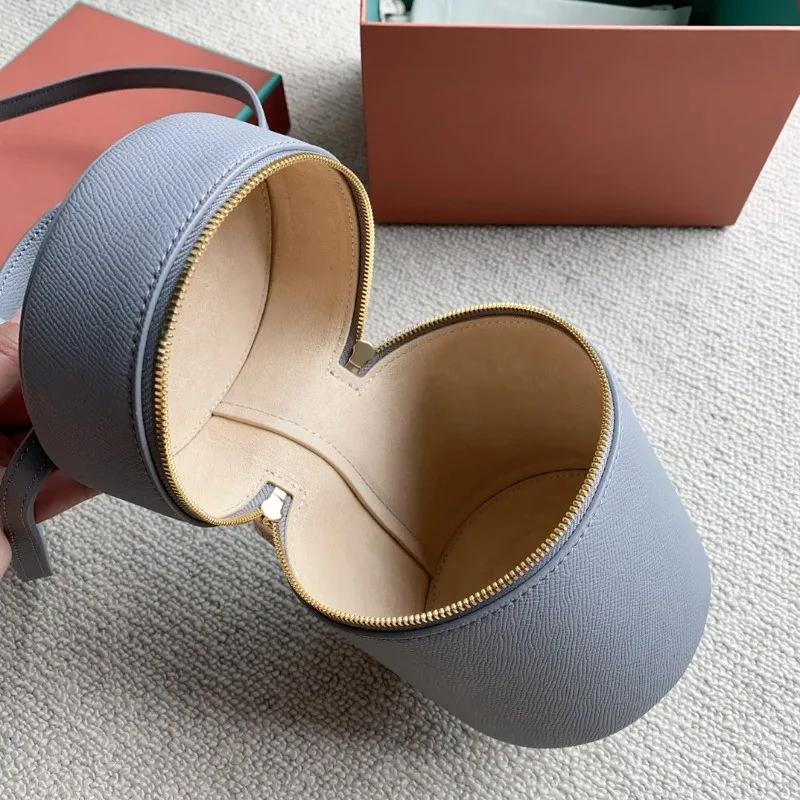 Cowhide Casual Crossbody Fashion High-end Luxury Brand Designer Mini Cylindrical Travel Purse Women's Cylindrical Shoulder