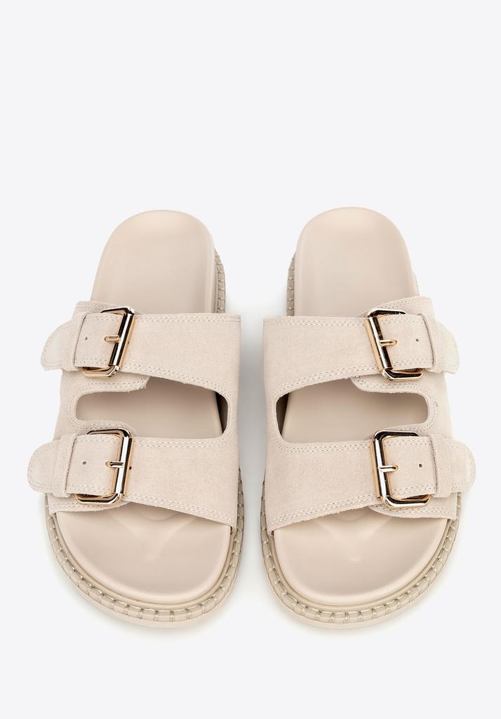 Wittchen Women's Beige Suede Leather Flip-Flops