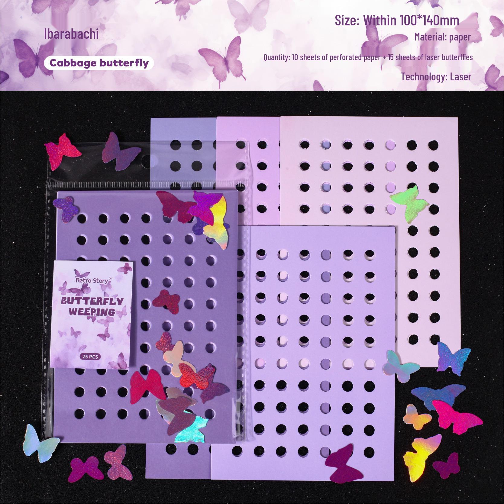 Retro Story Butterfly Crying Series DIY Laser Pegboard Decoration Journal Pack