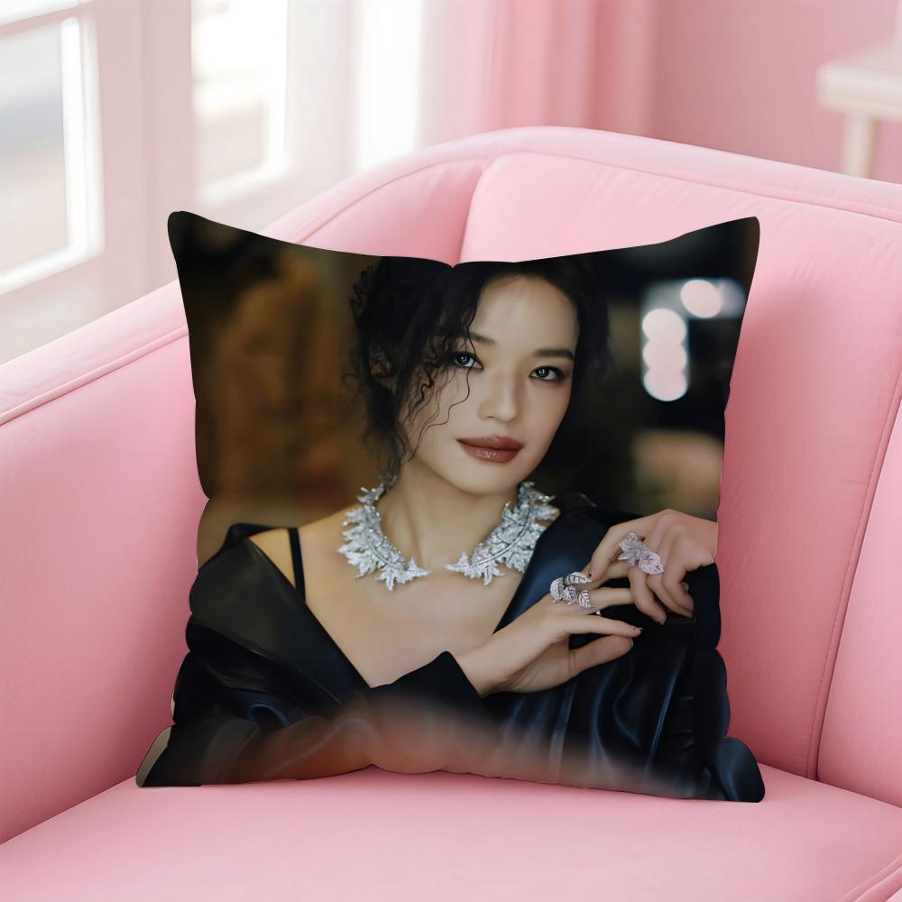 Chinese Star Fashion Elegant SShu Qi Cushion Cover Pillow Case Soft Friendly Fabric Concealed Zipper