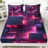 3pcs Fitted Sheet Set Colorful Visual Splendor 3D Print 100% Polyester Breathable Bedding Set for Home Decor with 2 Pillowcases