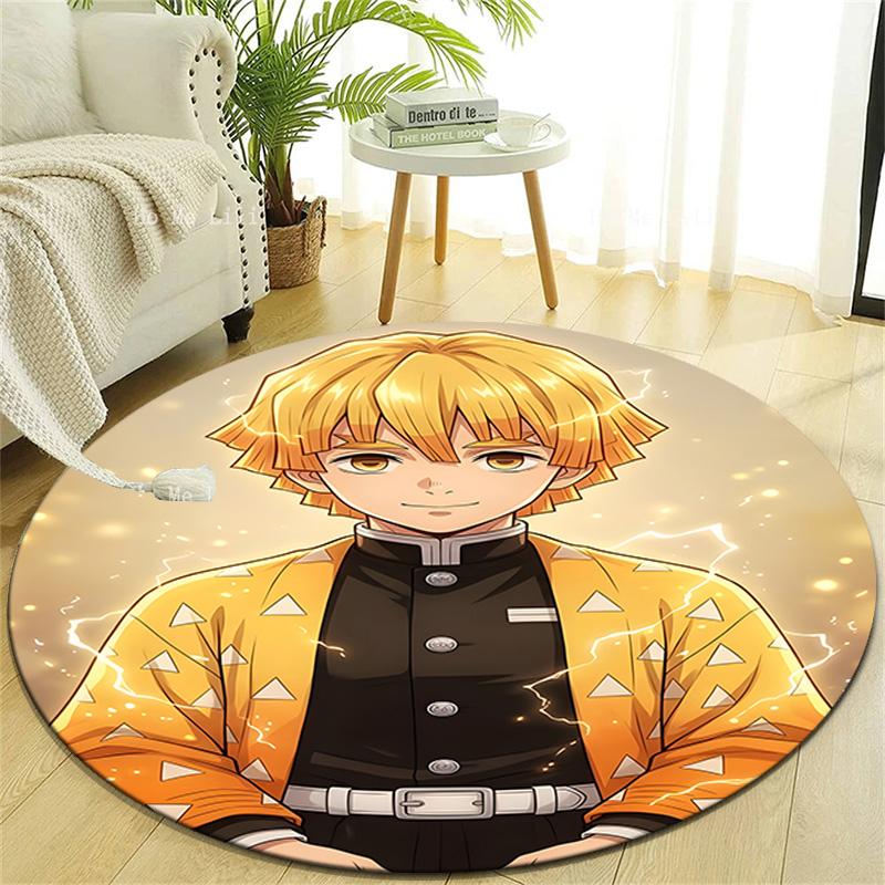 1pc Agatsuma Zenitsu  Print Round Carpet Chair Round Carpet Suitable for Bedroom Living Room Home Decorative Carpet