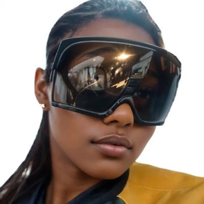 Futuristic Wrap Around Sunglasses Rave Curved Lens UV400 Protection 2000'S Eyewear Oversized Y2K Sun Glasses for Women & Men