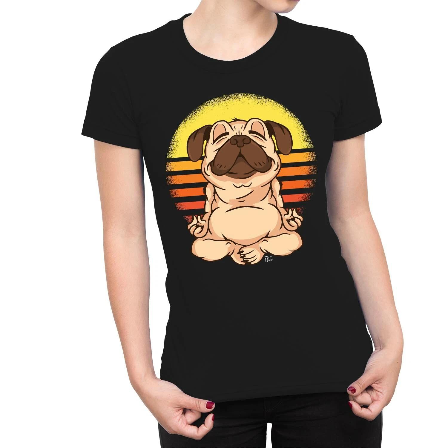 1Tee Womens Meditating Dog  T-Shirt M