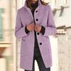 Women's Casual Coat Solid Color Long Sleeved Button Up Collar Pocket Woolen Jacket