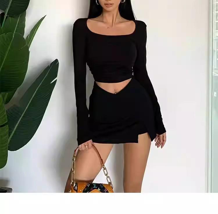 Women's Black Skirt: 2025 Spring/Summer Sexy Slit Suit, Anti-Exposure, Pure Desire Short Hip Skirt