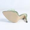 Fashion Summer New Green Flowers Decorative Slippers Women Fashion Pointed Toe Thin Heel Slide Sandals Sexy Open Toe High Heel Sandals