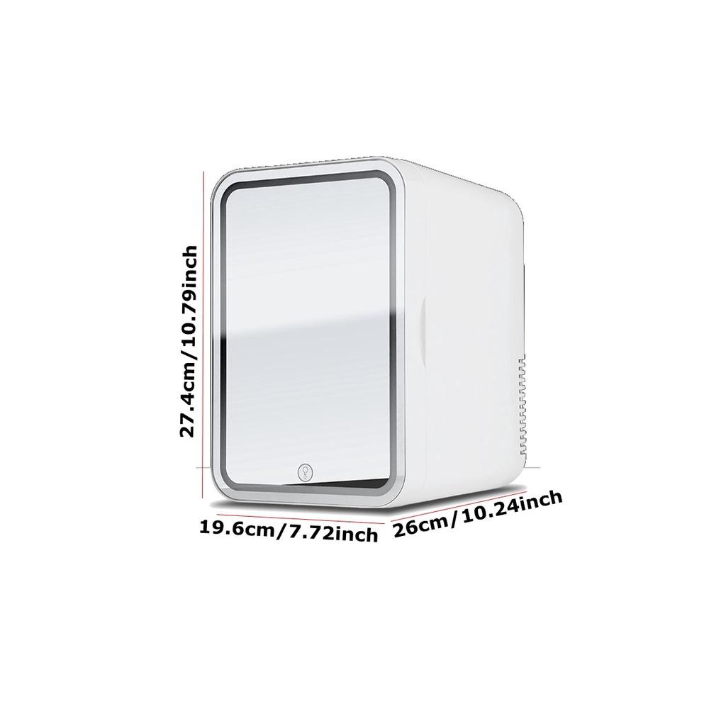 8L Make-up-Kühlschrank mit LED-Spiegel, Mini-Tragbarer Kosmetik-Aufbewahrungskühler&Wärmer Gefrierschrank für Zuhause Auto 19.6*26*27.4cm