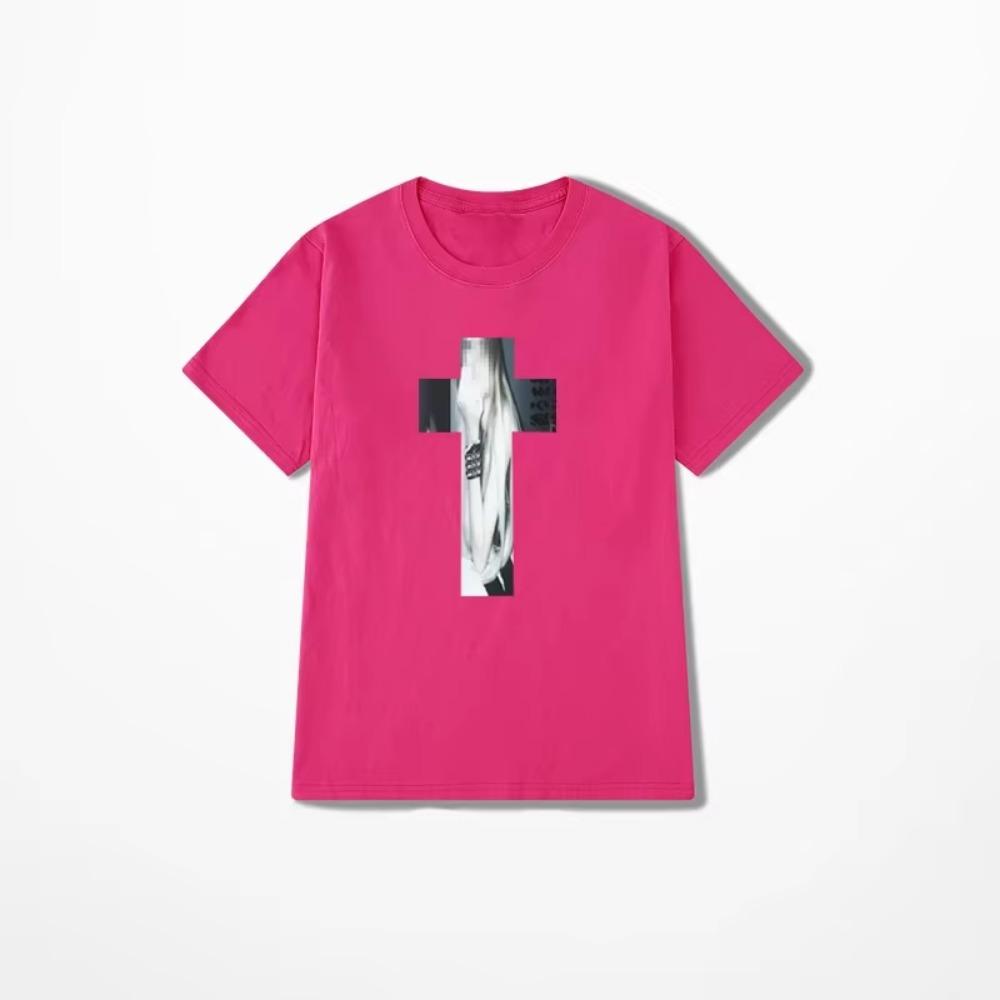 Cross Hip Hop Harajuku Graphic Print Pure cotton Tee Chic Streetwear Punk Short Sleeve T-shirt Vintage Gothic Y2K Cotton T-shirt