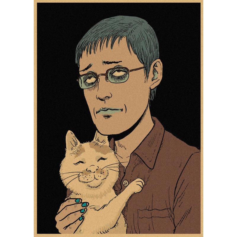 

Free Shipping Junji Ito Manga Retro Kraft Paper Poster for Bar and Cafe Wall Décor Yellow Kraft Paper (No Glue) 30X42 cm