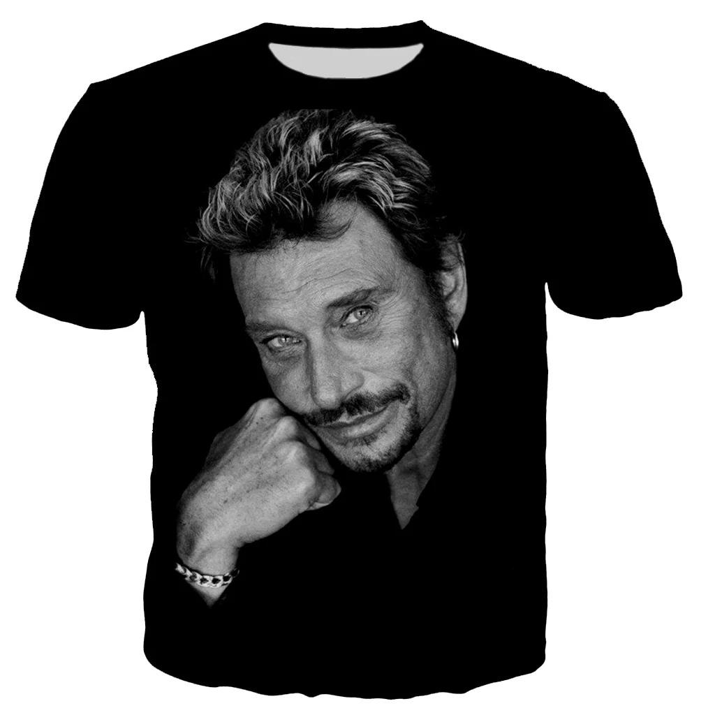 Most Popular Pop Singer Johnny Hallyday 3D Printed T-shirt Men Women Rock Casual Streetwear Clothes Hip Hop Harajuku Tops