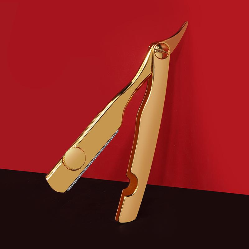 New Men's Straight Hairdresser Razor Hair Removal Shaving Zinc Alloy Armpit Hair Folding Razor Hair Removal Tool