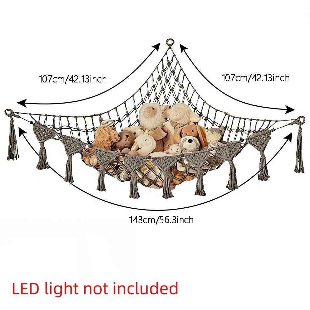 Jumbo Stuffed Animal Hammock Giant Capacity Woven Toy Hammock Storage Net Triangle Macrame Mesh Toy Net Holder Bedroom