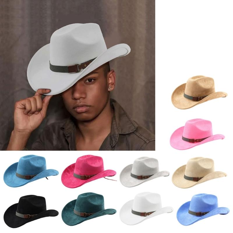 Vintage Sueded Denims Hat Trendy Western Headwear Casual Western Hat Outdoor for Music Festivals
