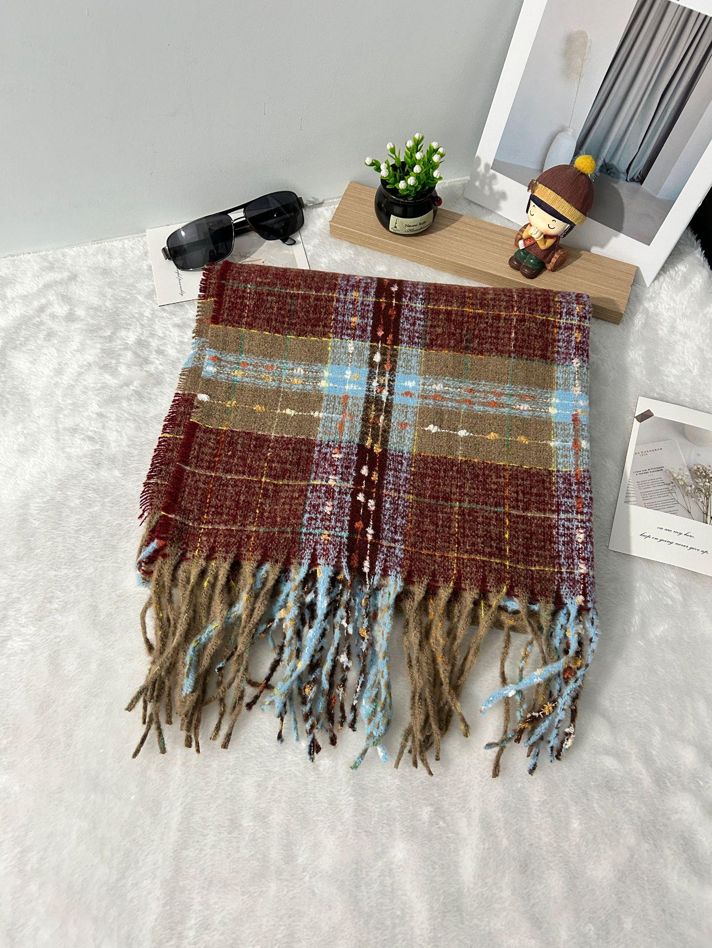 

Красный клетчатый рождественский шарф - корейский стиль, имитация кашемира высокого класса Above 175cm