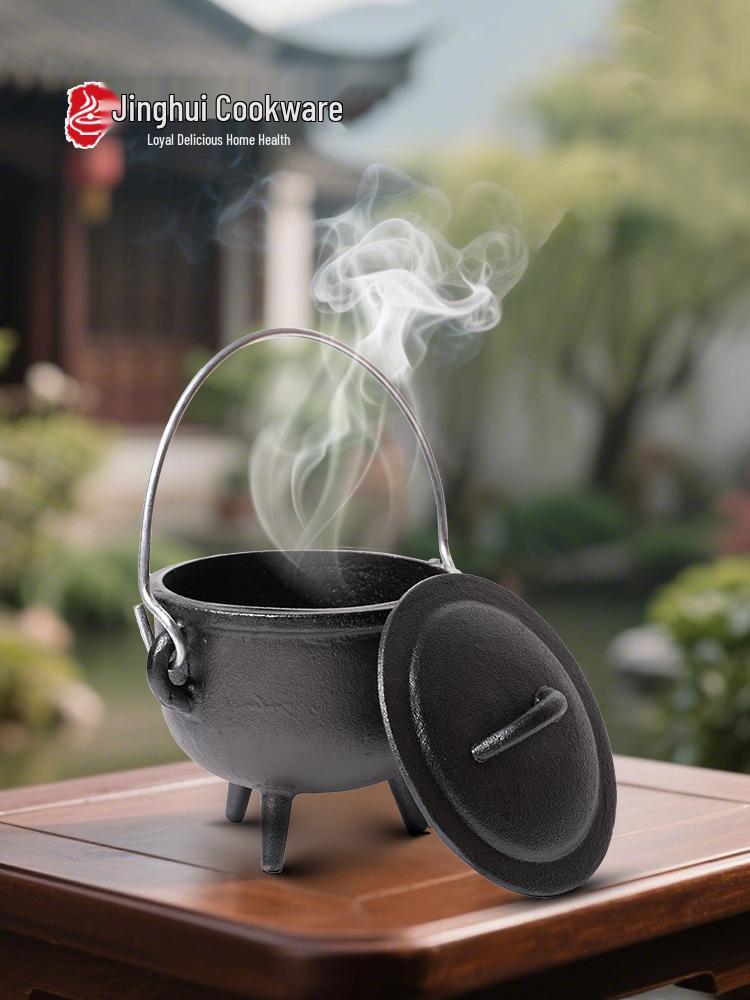 Tripod Cast Iron Incense Burner: Retro Hanging Pot for Herbs, Sage, Wax, and Rituals.
