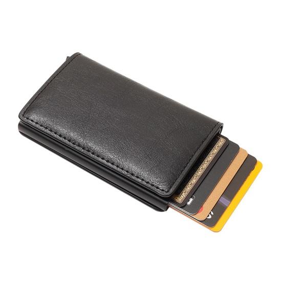 Faux Leather Wallet Men Women RFID Blocking Tri-fold Wallet Minimalist Slim Front Pocket Anti-Theft Credit Card Holder