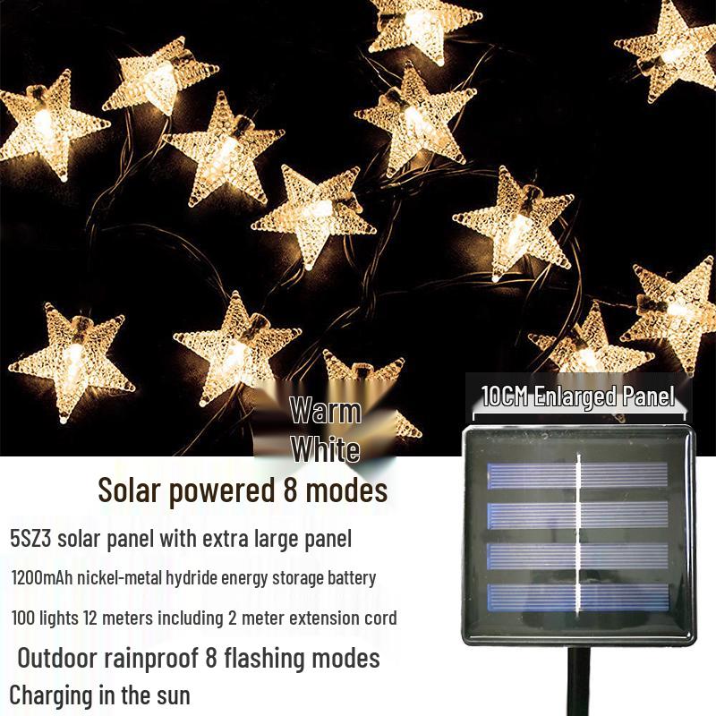 Outdoor Waterproof Twinkling Star Solar String Lights for Garden & Balcony Decoration - Holiday & New Year Lighting