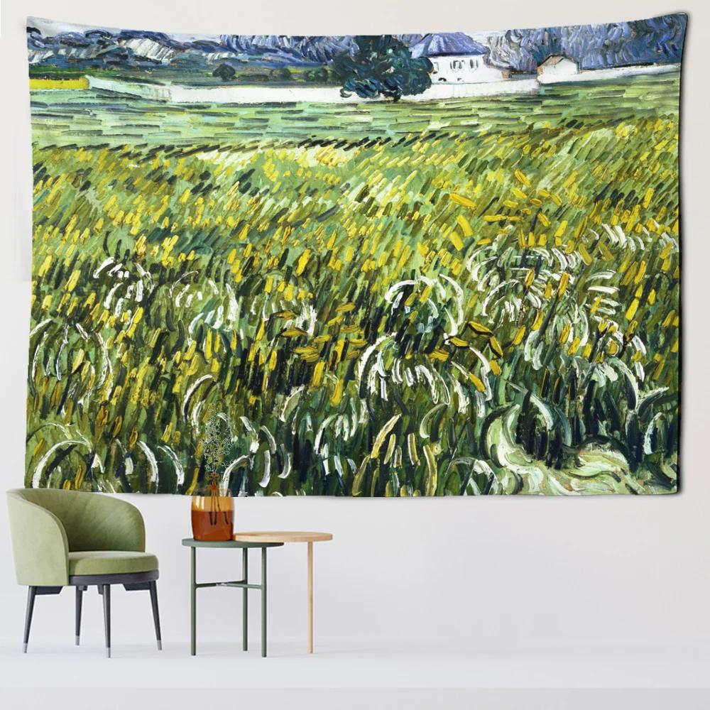 Gobelin Van Gogh Aloesowy Wóz i Daleki Pociąg Salon Tło Domu Tkanina Wisząca Dekoracja Ścienna
