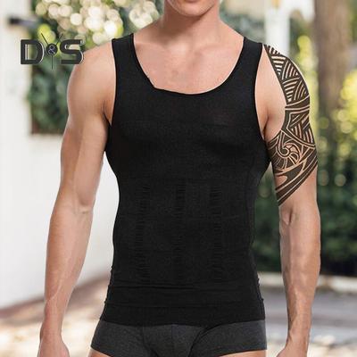 Men Shapewear Vest Compression Slimming Tummy Control Sleeveless Elastic Soft Sweat Absorption Breathable Solid Color Men Gym Tank Top