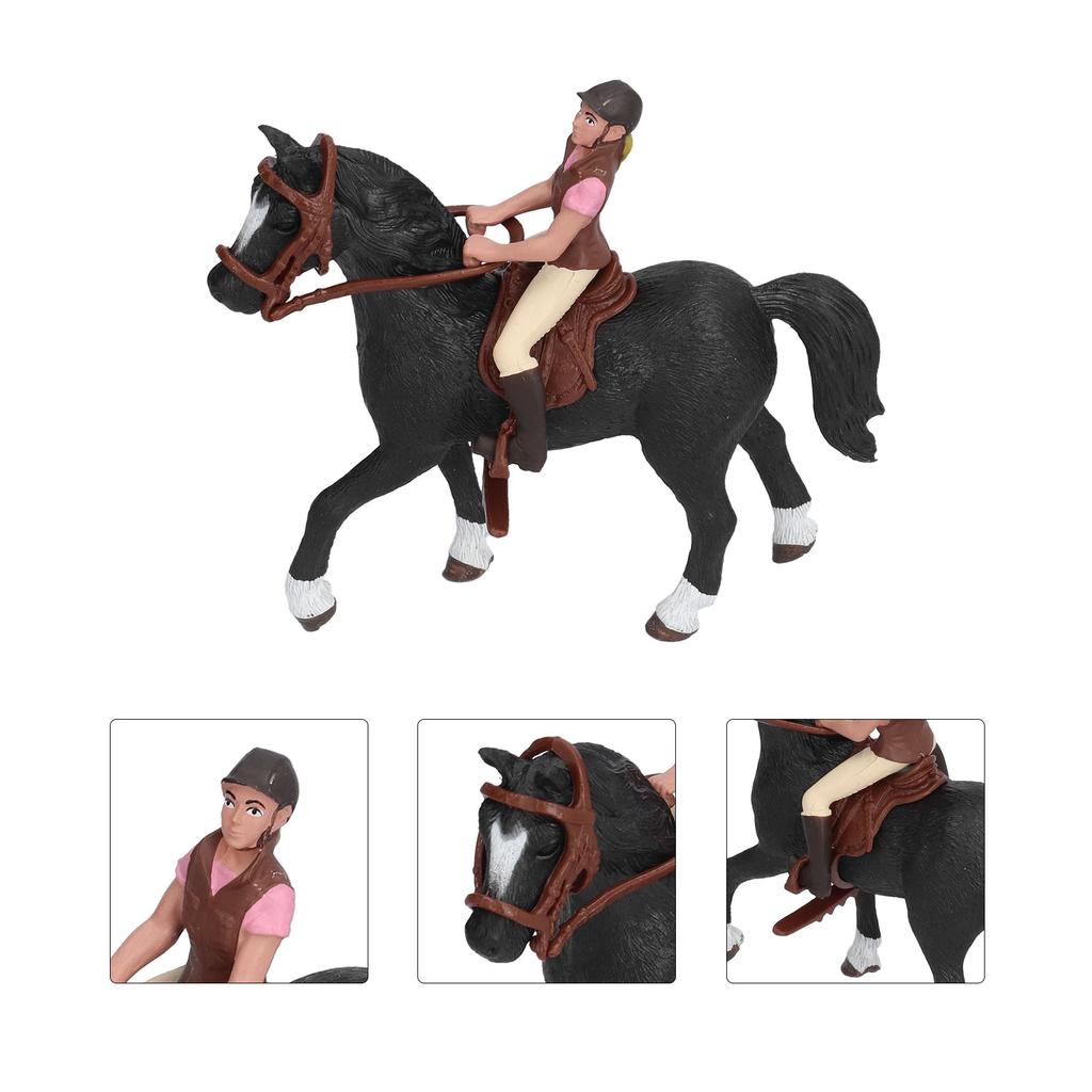 Horse Rodeo Figurine Children Kid Simulated Farm Horse Rider Model Toy Birthday Gift OrnamentPink Horseman