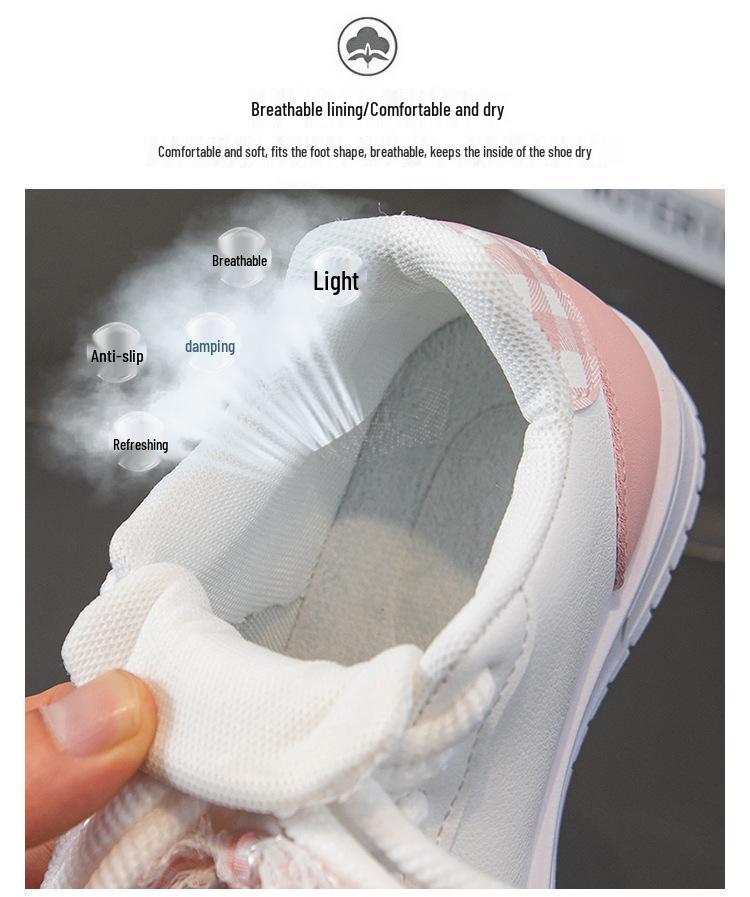 Girls' Leather Spring Bowknot Sneakers - White, Big Kids, Student-Friendly