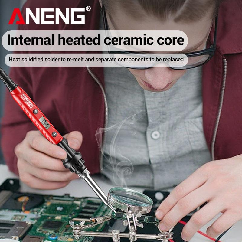 Electric Soldering Iron 60W Adjustable Temperature ANENG LCD Digital Display Portable Kit SL105 Welding Repair Electrician Tools