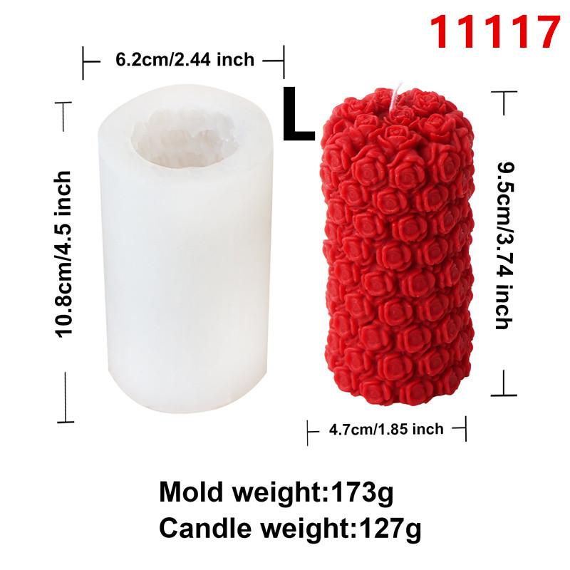 3D Rose Flower Ball Candle Silicone Mold DIY Gypsum Aromatherapy Resin Soap Mould Valentine's Rose Column Gift Home Decor