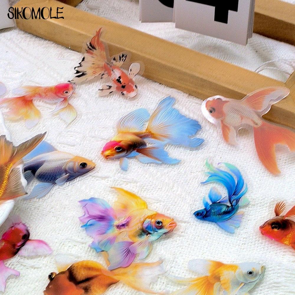 50PCS Cute Animal Beautiful Goldfish Transparent Sticker Book INS DIY Diary Decorative Account Skateboard Graffiti Stickers Pack