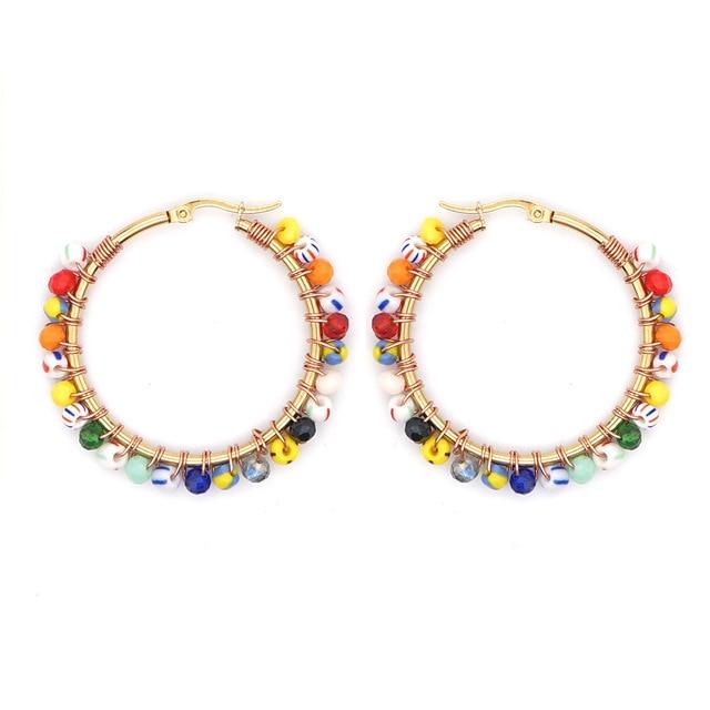 Gold Plated Hoop Earrings For Women Jewelry  Bohemian Fashion Pearls Ear Ring Freshwater Pearl Earring Wholesale