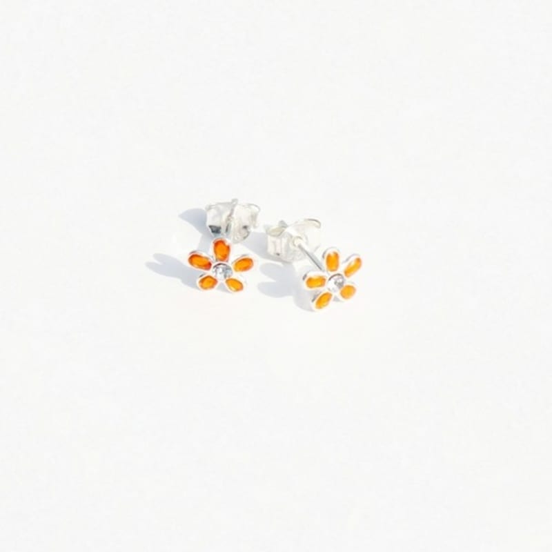 BONBEAU Shining color flower pin Earrings 925 silver, silver needle color cubic flower flower earrings