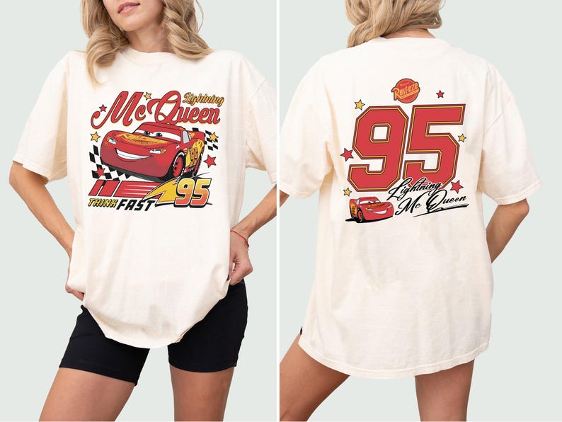 2026 New Sally I Am Flash Car McQueen Graphic Print WoUnisex TShirt Loose Fashion Plus Size Short Sleeve