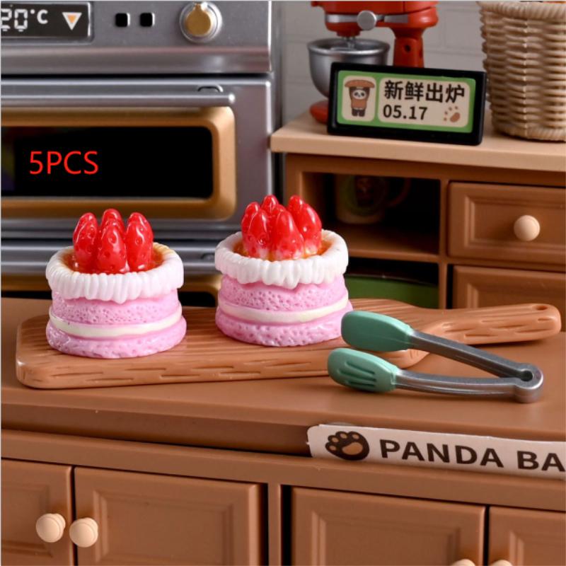 5/10PCS Dollhouse Miniature Simulation Cream Strawberry Cake Model Food Toy Home Ornaments Kids Pretend Toys Gift