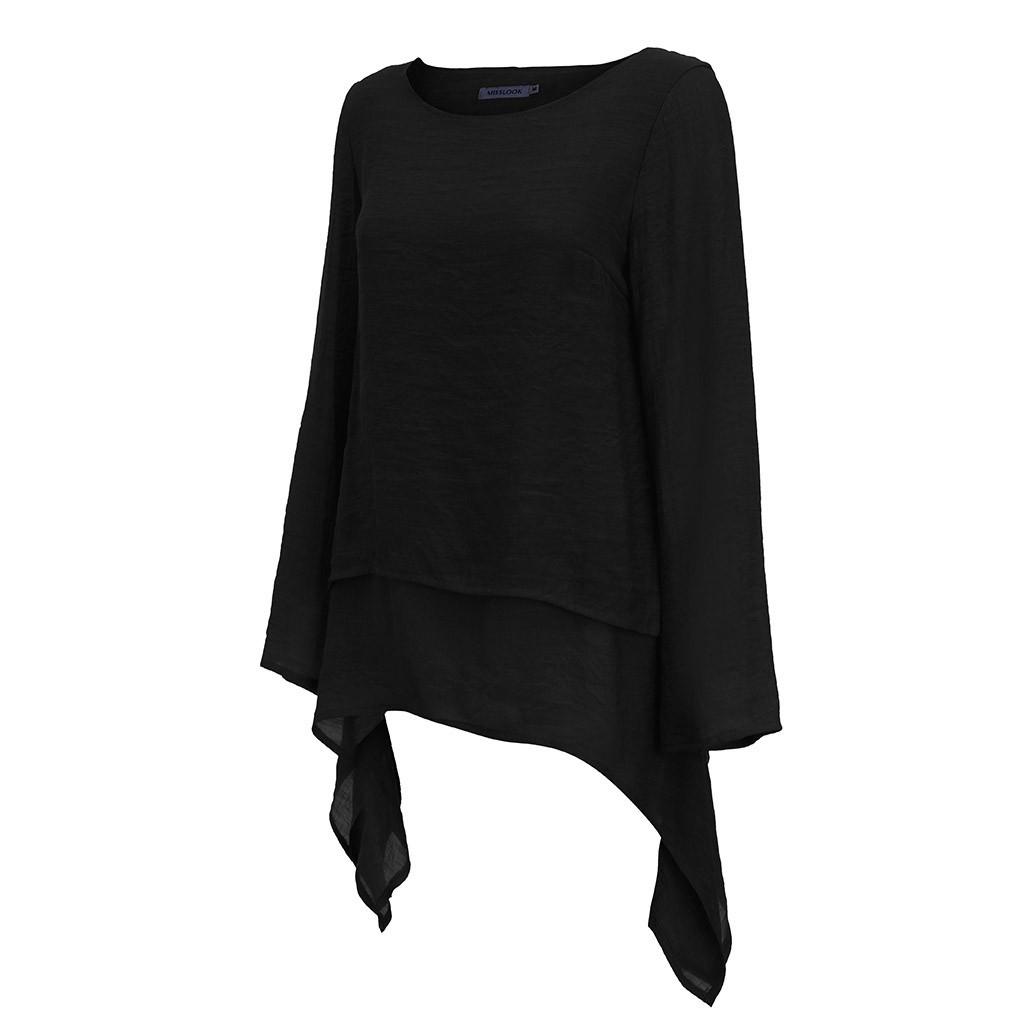 Damenmode, Übergröße, unregelmäßig, lässig, Leinen, langärmelig, Bluse