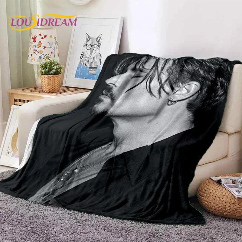 Manta Suave de Franela HD con Impresión 3D de Johnny Depp para Camas Dormitorio Sofá Picnic, Manta Ligera para Cubrir Aire Libre Ocio Regalo