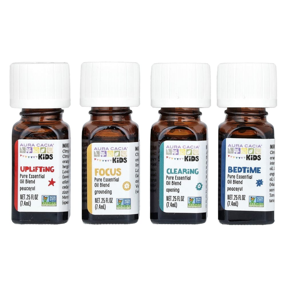 Aura Cacia Children's Essential Oil Blends, 4 Containers, Each 7.4ml (0.25fl oz)