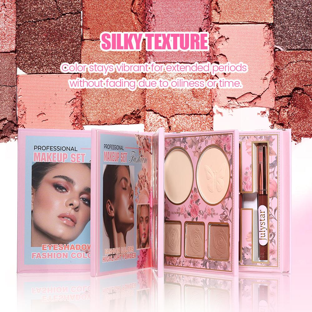 Julystar Professional Makeup Book All-in-One Full Face Cosmetic Kit Eyeshadow Highlighter Blush Contour and Lip Gloss Gift Set for Women