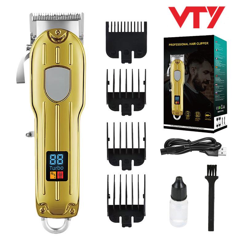 Electric Hair Clipper with Steel Blades & Digital Display – Rechargeable 808 Model for Cross-Border Salon & Home Use