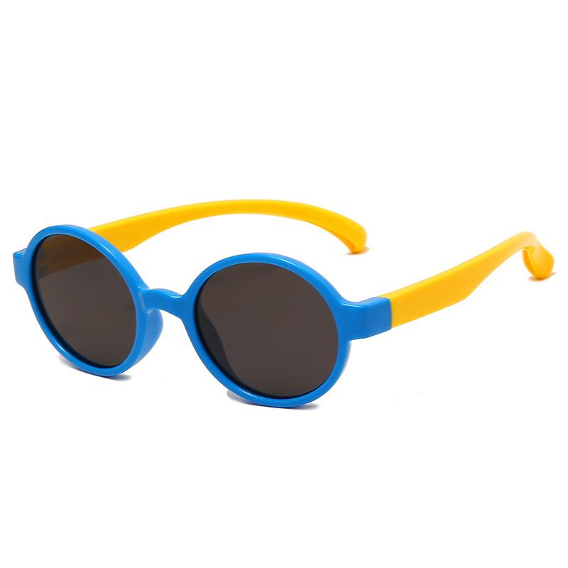 Cute Round Kids' Sunglasses With Color-Blocked Legs, Uv400 Protection, Lightweight Sun-Shading Glasses For Babies S5006