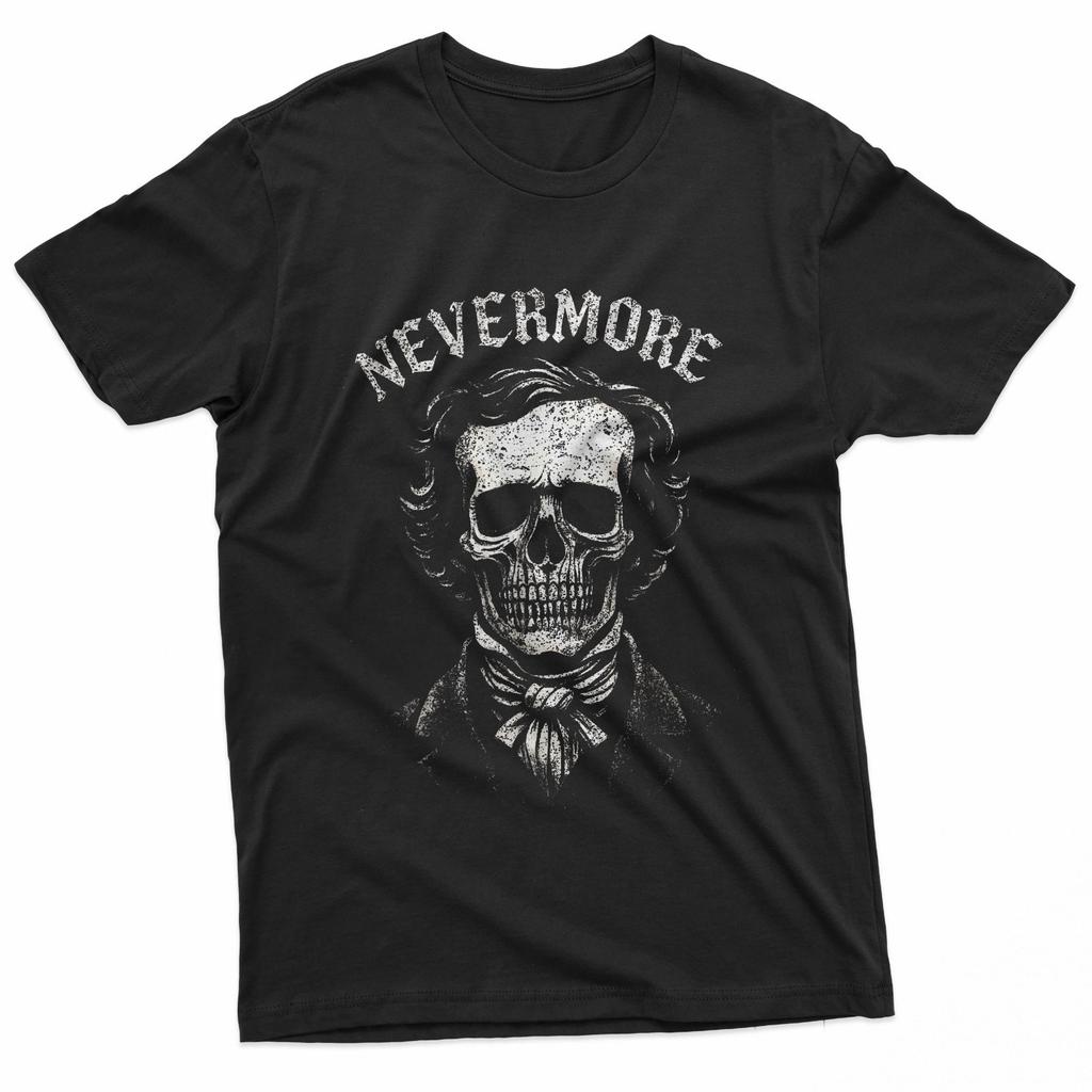 Gothic Edgar Allan Poe Skull Nevermore Quote Art Horror Gift T-Shirt