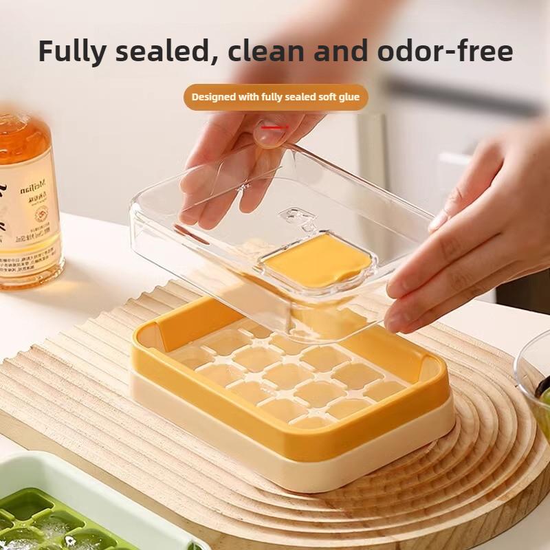 1 Stück Neue Eisbox mit Deckel für den Heimgebrauch Lebensmittelqualität Große Kapazität Eiswürfelform Hausgemachte Press-Eisgitter Eisaufbewahrungsbox