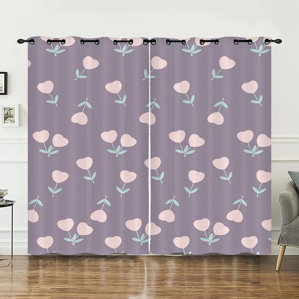 Curtain Cute Illustration Animal 3D Digital Printing Blackout Curtain Punching